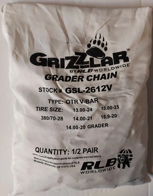 $379.50 • Buy Grizzlar GSL-2612V Tire Chains V-Bar Ladder Grader 14.00-20 13.00-24 13.00-25