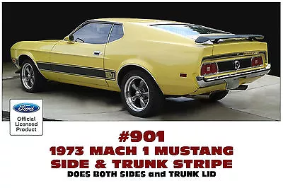 Ge-901 1973 Ford Mustang - Mach 1 Side And Trunk Stripe Kit - Licensed • $115.23