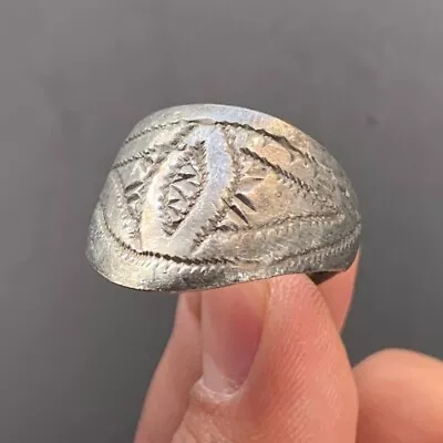 Extremely Rare Ancient Viking Silver  Ring Engraved Artifact Old Authentic • $26.67