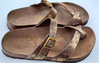 £31.99 • Buy Birkenstock Papillio Gold And Brown Checked Tabora - Uk 5, Eur 38 Regular Fit