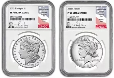 2023 S PROOF Silver Peace & Morgan Dollars NGC PF70 UC Uram Signed • $279.95