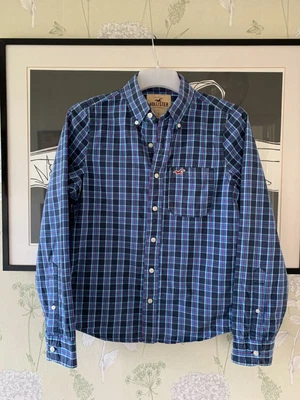 £3 • Buy Mens Blue Checked Cotton Shirt From HOLLISTER - Size S