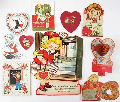 Lot Of 10 Used Valentines Vintage Valentine Cards Mid Century 40s 50s Fragile • $9.99