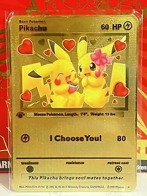 Pikachu I Choose You! Love Gold Metal Pokémon Card- Collectible/Gift/Display • $9.99