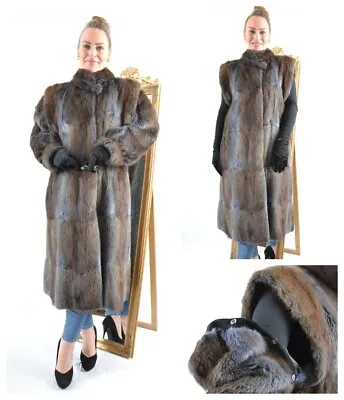 Us4768 Real Colored Muskrat Fur Coat Ranch Musquash Vest Size L - Bisam  Mantel • £199.98