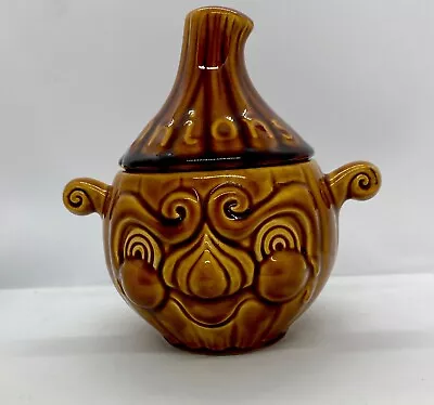 Vintage Sadler Onion Face Lidded Pot Jar Circa 1970s Brown Glazed Ceramic Retro • £4.99