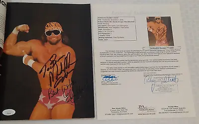 MACHO MAN Savage ELIZABETH Autographed Dual Signed WWF Magazine Page WCW WWE JSA • $599.99