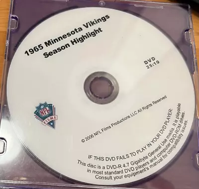 1965 Minnesota Vikings Highlight DVD NFL Films • $20