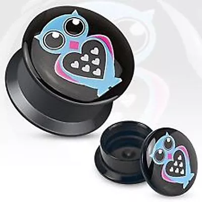 1 Pair Wise Owl Screw Fit Gauges Acrylic Plugs Tunnels Double Flare • $5.99