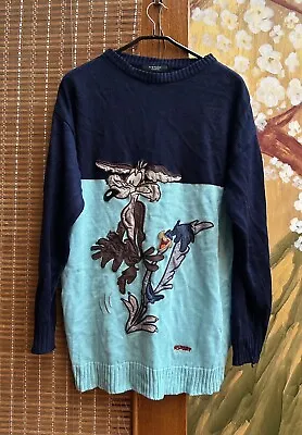 Vintage Iceberg History Wile E Coyote The Road Runner Looney Tunes Sweater Sz XL • $175