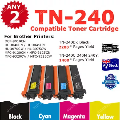 2x Non-OEM Any TN240 TN 240 Toner Cartridge For Brother MFC9120CN HL3040CN HL • $31.30