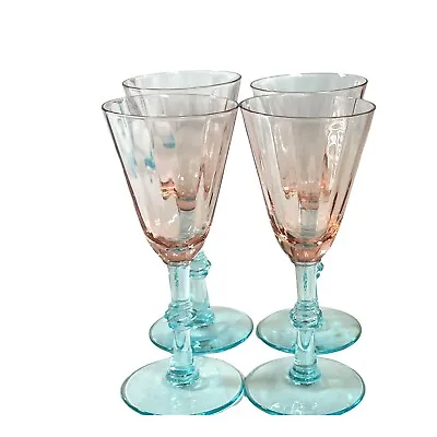Set Lot 4 Fondale Pink Morgantown Champagne Tall Sherbet Glass Goblet 5 1/4 RARE • $97.49
