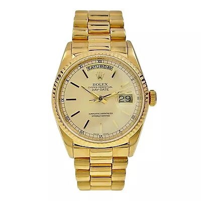 Rolex Day Date 18k Yellow Gold 36mm Double Quickset Automatic Men’s Watch 18238 • $12995