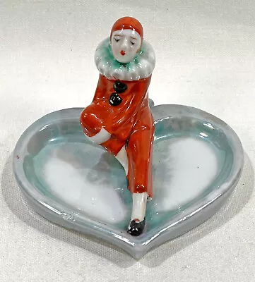 1920s-30s Japan PIERROT CLOWN HARLEQUIN Porcelain Figurine Cards Bridge Tray • $20