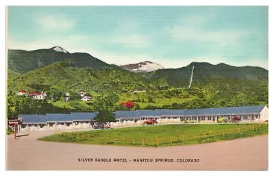 Vintage Manitou Springs CO Postcard Silver Saddle Motel Linen Unposted • $4.65