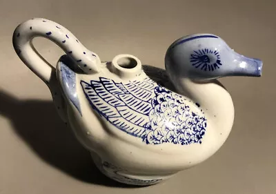 Vintage Oriental Asian Porcelain Blue & White Duck Teapot About 8” Long • $11.50