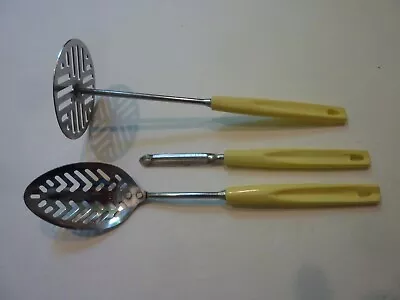 Vintage Ekco Forge 3pc Stainless Potato Masher/Ricer Peeler And Slotted Spoon • $5.31