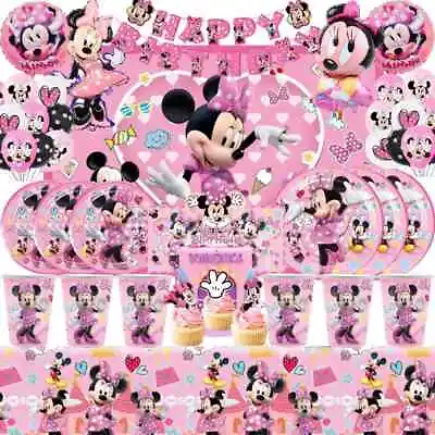 Minnie Mouse Birthday Party Supplies Tableware Kids Decorations Balloons Banner • £5.99