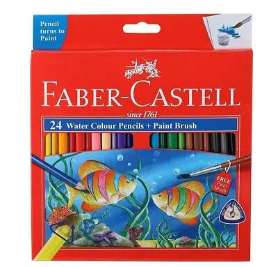 Faber-Castell Water Color Pencils With Paint Brush - Assorted - 24 Shade (1 SET) • £21.05