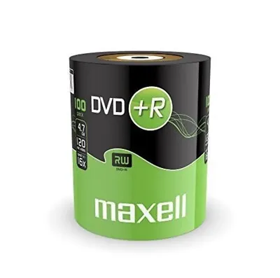 MAXELL DVD+R 100 PACK BLANK Empty DISCS RECORDABLE DVD 16x 4.7GB 120 MINS PC UK • £24.99
