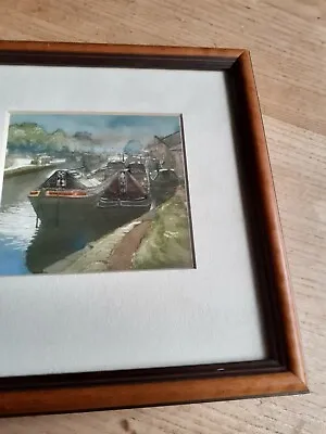 Print Etching Watercoloured Gordon Miles Canal Narrow Boat Braunston • £25