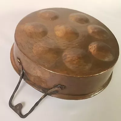 Vintage Primitive Copper Egg Poacher Escargot Pan 12 X 3 Twist Handles • $79.95