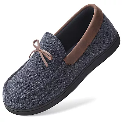 Men Warm Memory Foam Moccasin Slippers Comfortable Indoor Outdoor House Shoes • $21.59