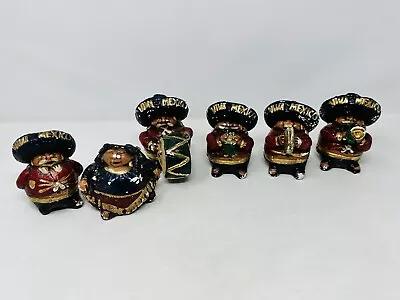 Lot Of 6 VTG Mexican Folk Art Hand Painted Chalkware 4  Mariachis Band Figurine • $60