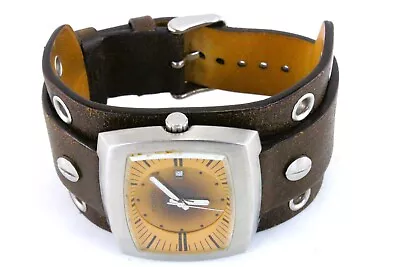 Fossil Quartz Watch JR8254 Stainless Leather Cuff Band New Battery Works B25 • $34
