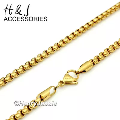 16-36 MEN Stainless Steel 2.5mm Gold Plated Smooth Classic Box Chain Necklace • $10.99