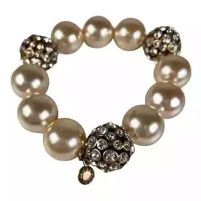 J Crew Stretch Bracelet Chunky Simulated Pearl And Rhinestone • $24.99