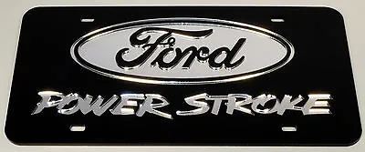 Power Stroke Chrome Mirror License Plate Auto Tag Ford Turbo Diesel • $31.99