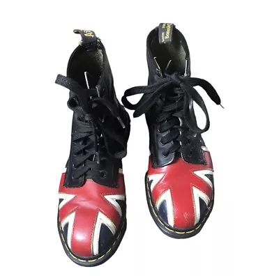 Dr Martens Vintage Rare Union Jack British Flag Boots 1460 Design Size 7.5 • $245
