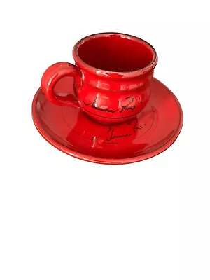 Mamma Ro MammaRo Italy Red Signed Espresso Cup And Saucer • $19.95
