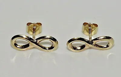 9ct Gold Infinity Stud Earrings - Gift Boxed • £19.95