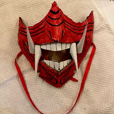 Japanese Monster Hannya Mask Demon Oni Samurai Half Face Sheild (Red & Black) • $10