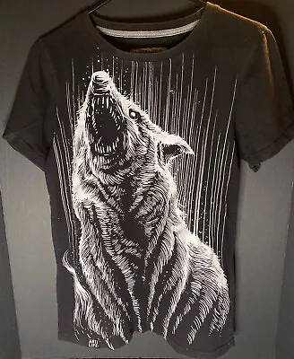 Mens M Howling Wolf Graphic All Over Print T-Shirt Tee AntiLife Clothing Casual • $8.39