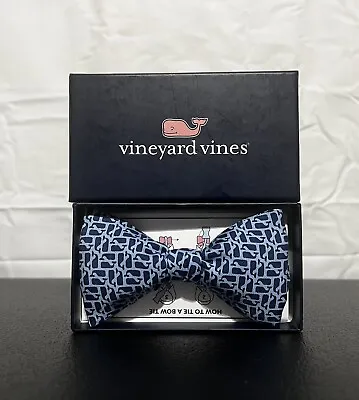 Vineyard Vines Puzzle Whale 100% Silk Bow Tie Ocean Blue Adjustable/One Size • $29.99