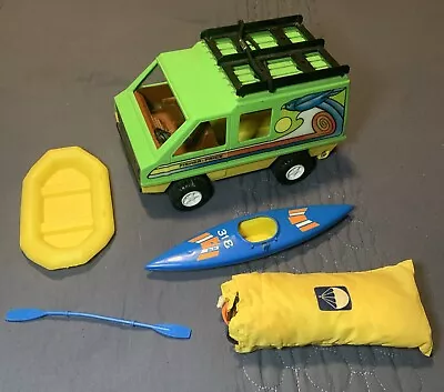 Vintage 1977 Fisher Price Adventure People Daredevil Van Kayak Paddle Parachute • $60