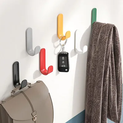 6× Towel Hooks Door Hanger Self Adhesive Wall Mount Hat Key Hanger Holder  Clips • $2.65