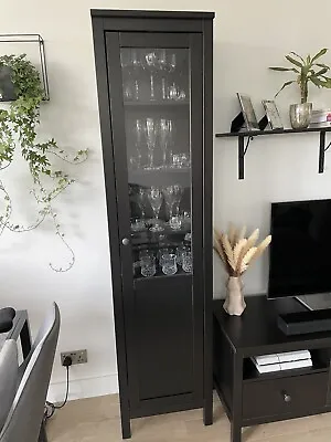 IKEA Black/brown Hemnes Glass Door Cabinet With Shelves - Collection Only • £70