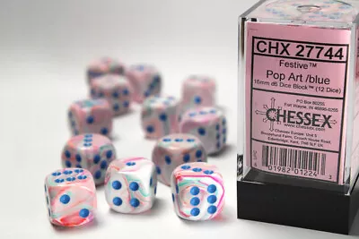 Chessex 16mm D6 Dice Block Festive Pop Art/Blue  • $15