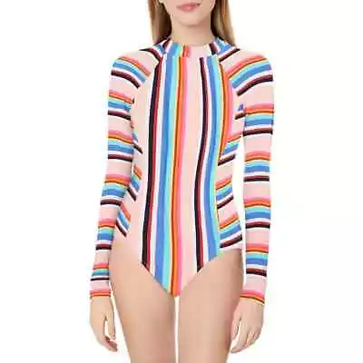 Hobie Standard Surf Suit One Piece Swimsuit Sz L Rainbow Stripe Sleeves  • $30