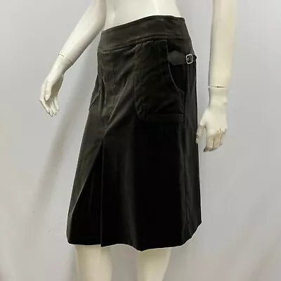 Malo Velvet Skirt Brown Side Leather Tabs With Silver Tone Metal Buckles Size 40 • $61.27