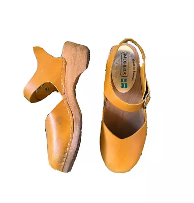 Leather Heeled Clogs Sandals • $45