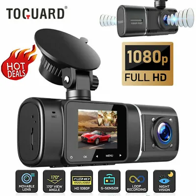 $55.99 • Buy TOGUARD 1080P Dual Dash Cam Front Inside Car Camera DVR Recorder IR Night Vision