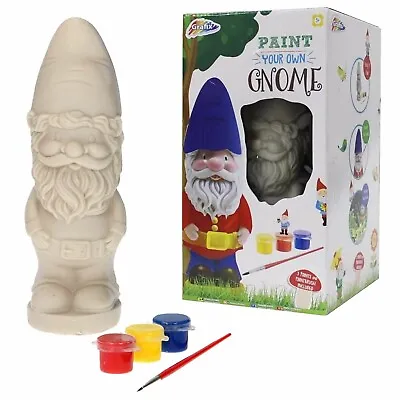 Paint Your Own Garden Gnome Statue Kids Art Kit Childrens Craft Activity Set Toy • £6.94