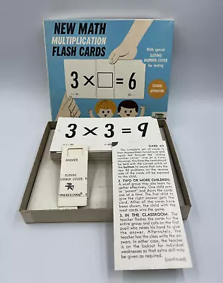 Vintage 1966 Math Multiplication Flash Cards With Sliding Number Cover • $14.99