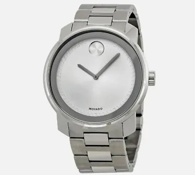 Movado Bold $695 Mens Silver / Silver Dial Stainless Steel Watch 3600257 • $303.42