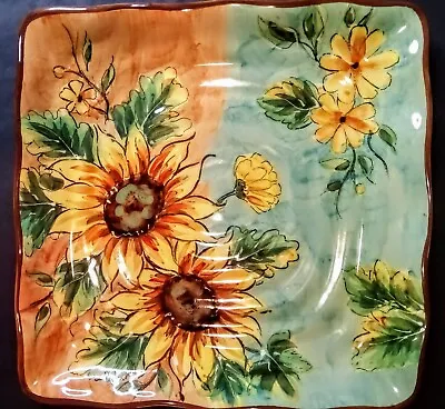 Maxcera Corp.   Terracotta Sunflower  (4) 9x9 Square Plates • $49.88